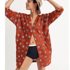 Madewell Rust Floral Swimsuit Coverup/Kimono